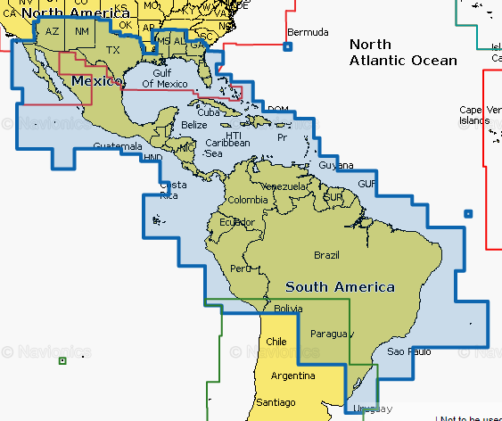 Navionics+ SA004L Mexico, Caribbean to Brazil Micro-SD/SD-kortilla -  Marinea erikoisliike ja verkkokauppa